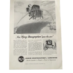 Anuncio de taquígrafos voladores RCA Radio Corporation of America 1950 de colección - Imagen 1 de 4