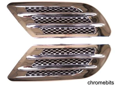 Chrome Car Bonnet Air Flow Intake Side Fender Vent Moulding Trim Decals Stick On - Image 1 of 4