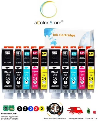 10 cartucce Canon PIXMA TS 5050 5053 9055 5051 5055 9050 6050 8051 6051 8050 - Immagine 1 di 4