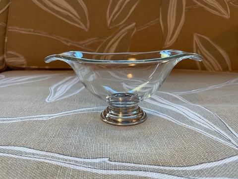 Mid Century Design B-I Sterling Silver and Glass Nut Dish Cover