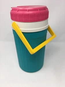 VINTAGE igloo 1/2 Half Gallon Water Jug Cooler - Pink, Yellow, Teal - Picture 1 of 7