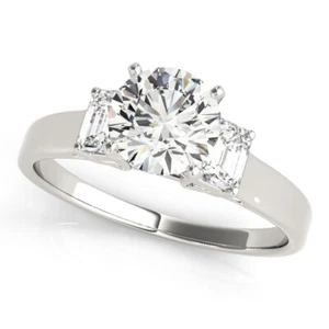 1.40 Ct Round Cut Simulated Diamond Wedding Ring 14K Solid White Gold Size 6 - Picture 1 of 7