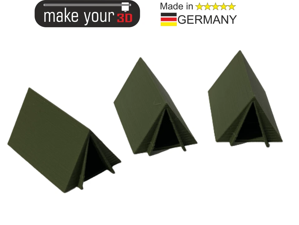 MAKEYOUR3D H0 Set 1:87 3Stk. Zelte Zeltlager Armee Grün