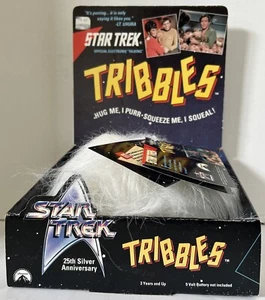 STAR TREK 25. Jahr. Elektronisch sprechende weiße TRIBBLES paramount Tags/COA VNTG - Bild 1 von 10