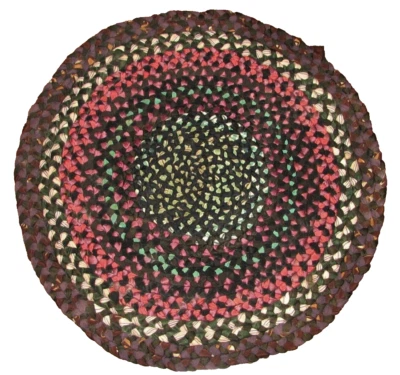 Beautiful Antique Braided Table Mat ~ 14" ~ Nice Colors ~ Early 1900's EXC - Image 1 of 4