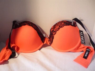 XOXO Bra 36D FUN Red/Orange w/Black Lace Underwire Padded NEW! - Image 1 of 4