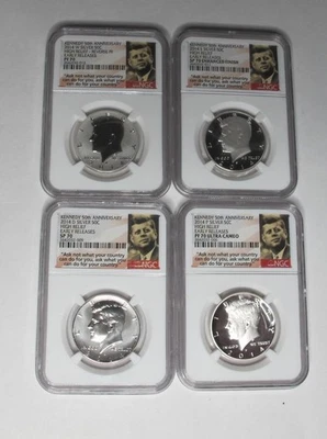 2014 Kennedy 50th Anniversary 4 Silver Coin Set *NGC SP70 & PF70* Early Release - Image 1 of 2