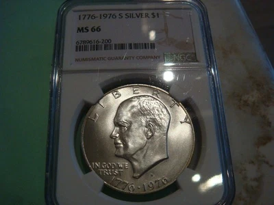 Dólar de prata Eisenhower bicentenário 1776-1976 NGC MS66 - Imagem 1 de 3