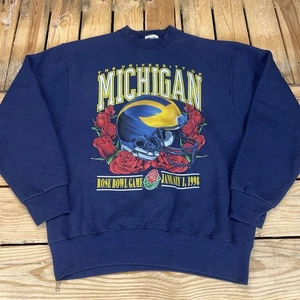 Vtg 1998 Michigan Rose Bowl Sweatshirt Pro Player Large USA Made NCAA Wolverines - Picture 1 of 7