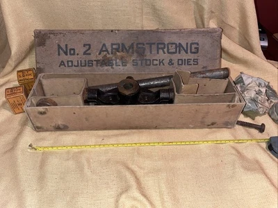 VINTAGE NO.2 Armstrong Adjustable Stock and Dies Pipe Threading Tool. As Found - Image 1 of 4