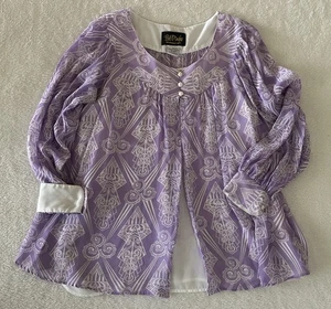 Bob Mackie Seidenbluse mit Polyester Shell Lavendel Kunst zum Tragen Größe L - Bild 1 von 8