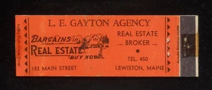 1930er METRO DRUCK VOLLE LÄNGE L. E. Gayton Agency Tel. 450 Main Lewiston ME - Bild 1 von 2