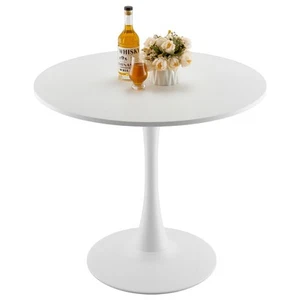 32 in Round Dining Table Wood Kitchen Table for 2-4 Person White (Only Table) - Picture 1 of 12