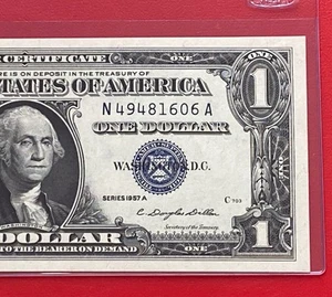 1957A $1 Dollar Silver Certificate (Blue Seal) Block N-A , Uncirculated - Picture 1 of 3