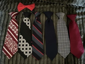 Neckties Boys/Kids 6 Clip Ons & One Bow Tie Unbranded-Classy design and colors - Picture 1 of 3