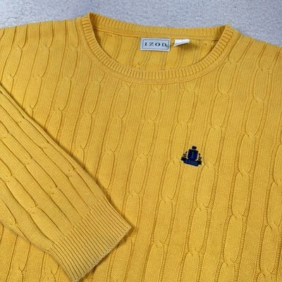 Suéter De Colección Izod Tejido con Cable Para Hombres L Amarillo Manga Larga Cuello Redondo Hecho en EE. UU. Foto 1 de 4