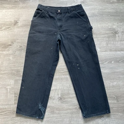 Carhartt B11 BLK Canvas Work Pants Mens 34x30 Distressed - Image 1 of 4