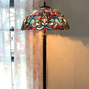 Multicolor Victorian Stained Glass Tiffany Style 3-Light Floor Lamp - Picture 1 of 5