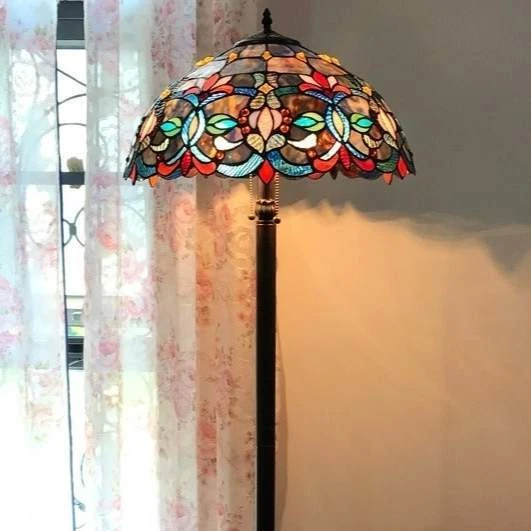 Lámpara de pie de 3 luces estilo Tiffany estilo vitral victoriano multicolor Foto 1 de 4