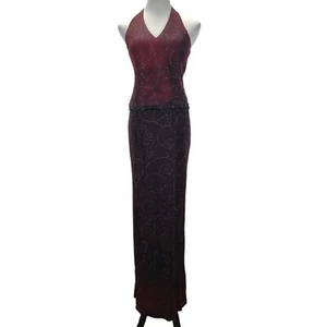 Vintage 90s Scott McClintock Gothic Halter Formal Dress Size 6 Mock 2 Piece - Picture 1 of 11