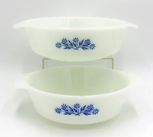 Fire King Anchor Hocking Blue Cornflower 1.5Qt casserole #436 1Qt  #437 Vintage - Picture 1 of 12