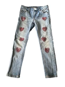Vigoss Jeans  Girls  Ankle SKinny  Distressed Embellished with Hearts Size 6 - Picture 1 of 5