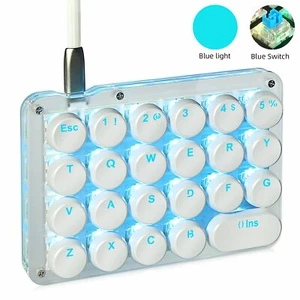 One Handed Macro Mechanical Keyboard Blue LED Backlit Blue Switches Round Keycap - Picture 1 of 6