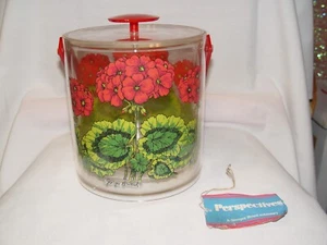 Cubo de hielo de geranio rojo Georges Briard de colección plástico de mediados de siglo SIN USAR RARO - Imagen 1 de 10