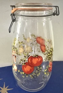 Arc France SPICE OF LIFE Mushroom GLASS Hinged Lid 1.5 L Canister Jar Vintage - Picture 1 of 15