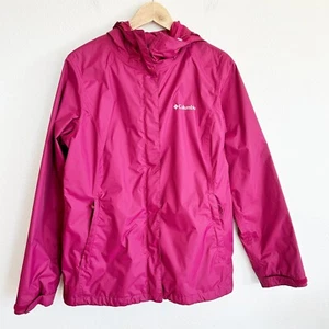 Columbia Jacket Womens M Pink Arcadia II Raincoat Omni-Tech Full Zip Magenta - Picture 1 of 10