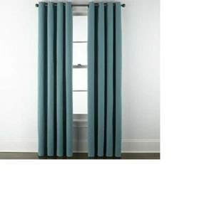 JCP 50 X 84 Beckett Blackout Grommet Curtain Panel Drape Turquoise Blue Green - Picture 1 of 7