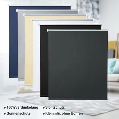 WOLTU Verdunkelungsrollo Klemmfix ohne Bohren Thermorollo Seitenzugrollo Fenster - Bild 1 von 4