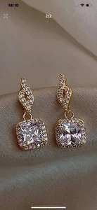 Beautiful Gold Filled Drop Dangle Made With Swarovski Crystals Earrings Sh7 - Picture 1 of 2