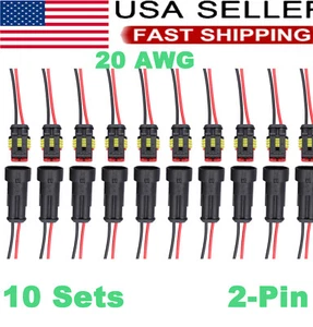 10X Car Waterproof Electrical Wire Cable Connector Male Female 2Pin Way Plug Kit - Picture 1 of 8