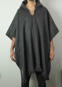 Alpaka Wollponcho - Unisex Design Poncho - Kapuzenponcho - grau - Bild 1 von 7