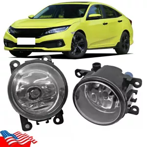 Front Pair Fog Light Lamps For Honda Civic 2016-2021 W/Bulbs HO2593143 HO2592143 - Bild 1 von 20