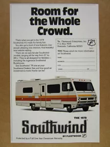 1978 fleetwood Southwind RV Motor Home photo vintage print Ad - Picture 1 of 1