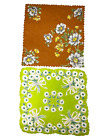 Vintage Square Scalloped Edge Floral Green Brown Handkerchiefs Hankies Set of 2