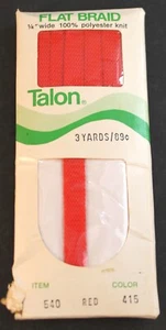Nuevo de Lote Antiguo 1972 Garra Rojo Borde Trenzado 3 Yardas ¡Sin Usar! - Imagen 1 de 6