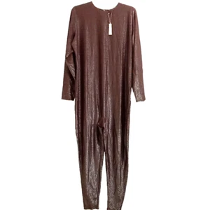SKIMS Shimmer Catsuit Womens Sz 4X Cocoa Long Sleeve Full Coverage Jumpsuit NEW - Picture 1 of 11