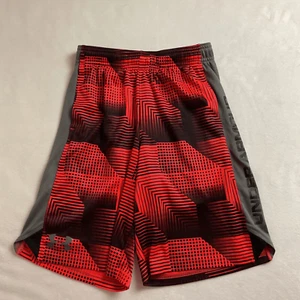 Under Armour Shorts Youth Medium Orange & Black Side Logo Pockets - Picture 1 of 8