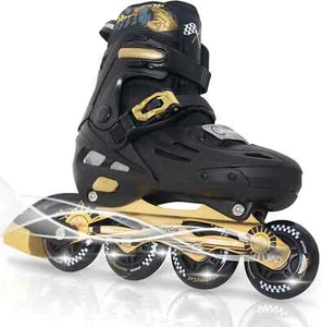 Adjustable Roller Skates with LED Light Up PU Wheels, 4-Size for Kids 6-12 - Picture 1 of 7