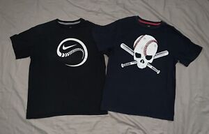 Lot 2 pc baseball themed kids T shirts YL Youth Large NIKE and OLD Navy Skull