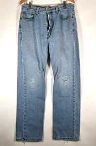 Vintage Levi's 505 Straight Leg Jeans Mens Size 34.5 x 31.5 Worn Distressed - Picture 1 of 17