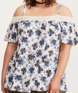 TORRID geblümtes Top Übergröße 5 Spitze U-Ausschnitt sexy schulterfrei verstaubar Strand - Bild 1 von 14