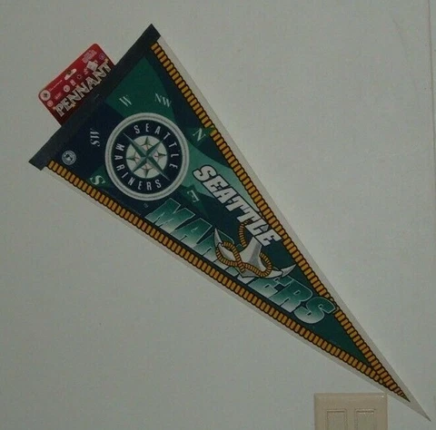 SEATTLE MARINERS TRIANGLE CLASSIC (1998) FELT WALL PENNANT 12" X 30"  NEW MLB Cover