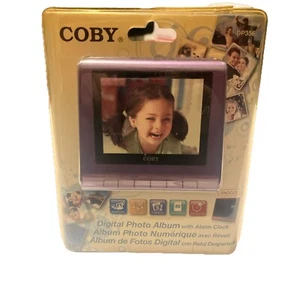 NEW Coby DP356BLK Digital Photo PICTURE Frame with Alarm Clock Purple - Picture 1 of 5