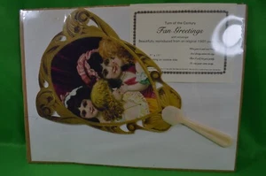 Vintage 1901 Victorian Paper Fan Reproduction,Bagged & Boarded,Fan Greeting,New - Picture 1 of 4