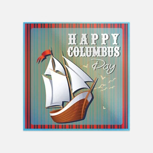 Calcomanía pegatina de vinilo para envío con tarjeta retro de Columbus Day - Imagen 1 de 1