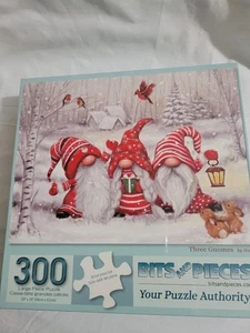 Puzzle 300 Large Pieces  Bits and Pieces Factory Sealed  Three Gnomes - Picture 1 of 2